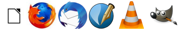 logos de LibreOffice, Firefox, Thunderbird, Scribus, et VLC