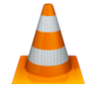logo de VLC, un cône de chantier avec des rayures oranges et blanches horizontales